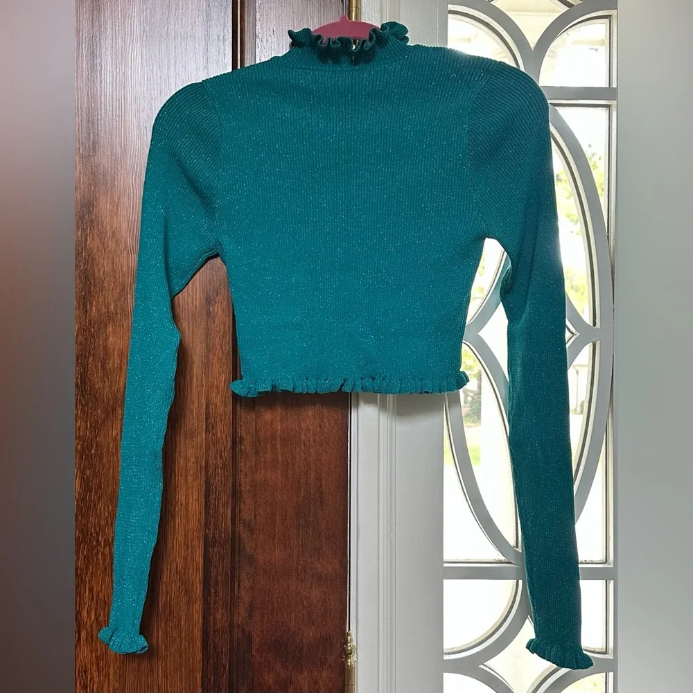 NWT FOR LOVE & LEMONS Lorelei Sweater – Size Medium Teal Turquoise